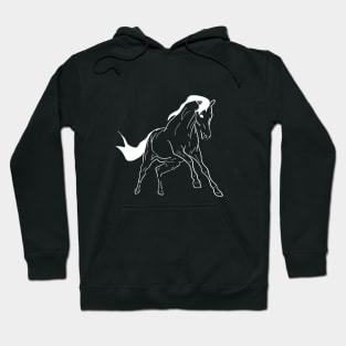 White line art running horse 2 Hoodie